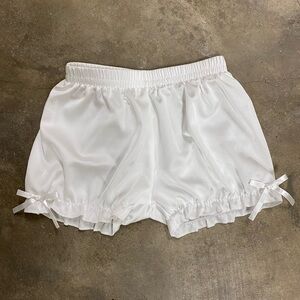 white satin silky bows frilly ribbon ruffle dolly bloomers size xxs